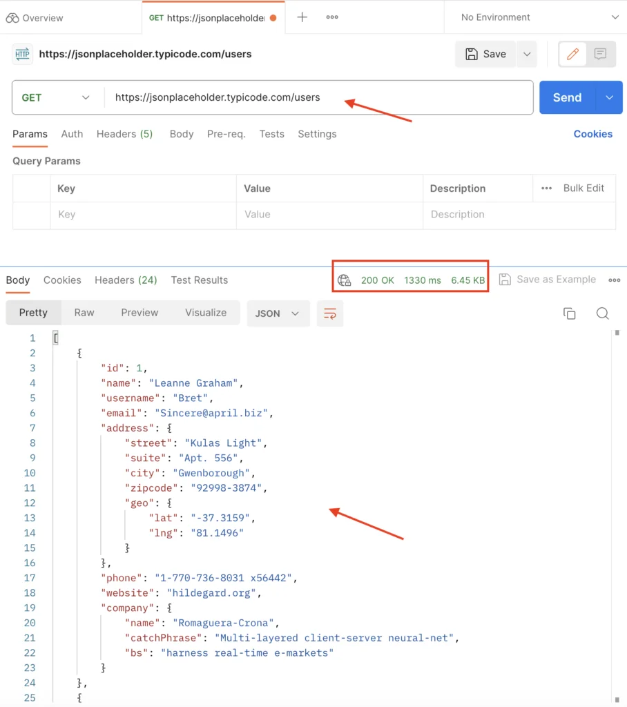 Web API testing on Postman.