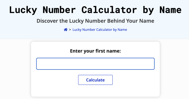 Lucky Number Calculator By Name - WebUtility.io